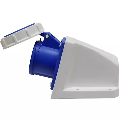 16 Amp Socket Waterproof IP67 3 Pin 240v Blue Surface Wall Mount 16A Caravan • £16.95