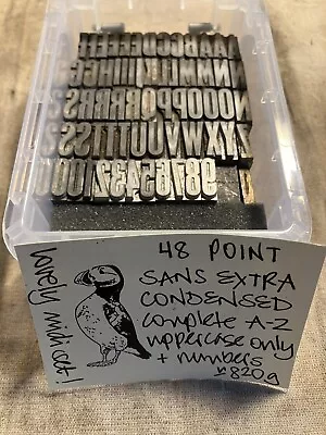 48 Pt Sans Extra Condensed Complete A-z Uppercase Only  Letterpress Print Type • £32