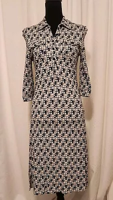 M By Madonna H & M Size 6  Gray Geometric 3/4 Sleeve Form Fit Midi Sheath Dress • £21.22