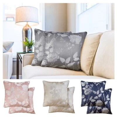 Emma Barclay Two-Tone Woven Herringbone Cushion Covers - 17x17 Inch Throw Pillow Cases