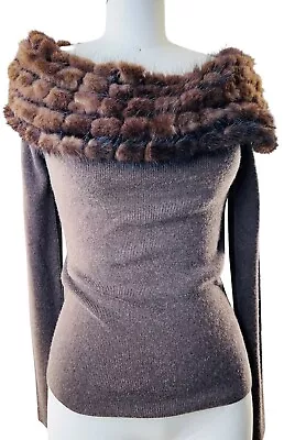 Chameleon Silk & Cashmere Sweater With Detachable Mink Collar Size Small • $145