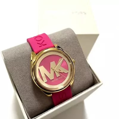 New In Box $250 MICHAEL KORS Watch Janelle Pink Silicone Wristwatch Mk7349 • $125