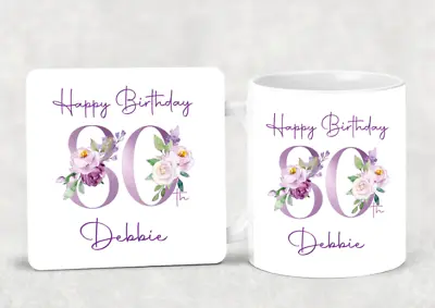 £11.99 • Buy Personalised Birthday 18th 21st 40th 50th 60th 70th 80th Mug Cup With Coaster