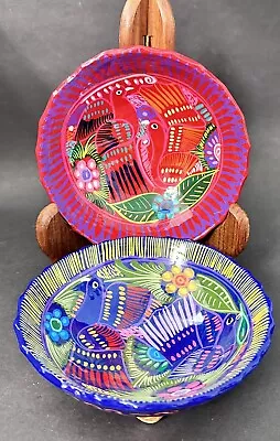 2 Talavera Salsa Bowls Mexican Folk Art Bird Design Pottery 5.5” Set Of 2 • $21.73