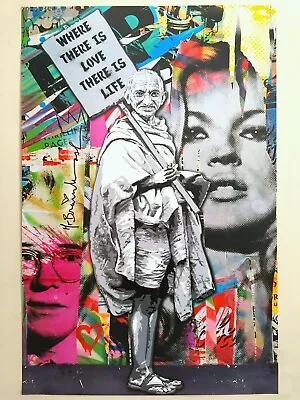 Mr. Brainwash   Gandhi Where There Is Love   Authentic Lithograph Print Poster • $1250