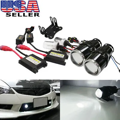 2.5  Bullet Projector Lens Fog Light Lamps + 6000K HID Kit Combo Deal W/ Wire • $89.99