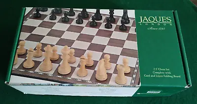 £19 • Buy Jaques 2.5  Chess Set Card & Linen Folding Board + Wooden Pieces Boxed Unplayed