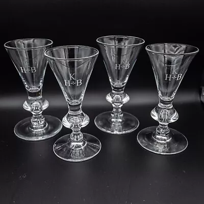 READ Steuben Glass 7737 Sherry Wine Glasses 5 1/4  H Set Of 4 Teardrop MONOGRAM • $120