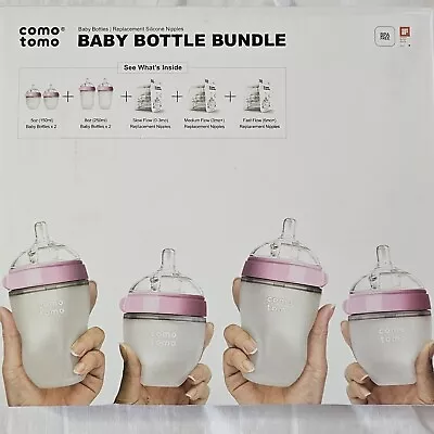 Comotomo Baby Bottle Bundle Pink 7 Piece Set BPA Free • $32.99