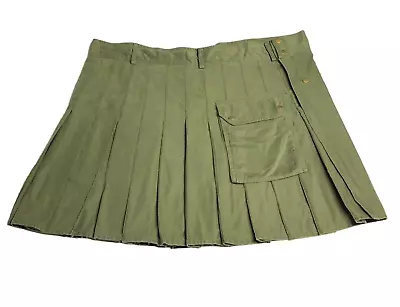 Modern Kilts Mens 48 44W Olive Green Utility Kilt Military Canvas Cargo Pockets • $43.19