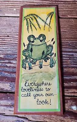 Vintage Frog Decoupage Everywhere Loveliness Wood Plaque Wall 70s Goblincore  • $33.99