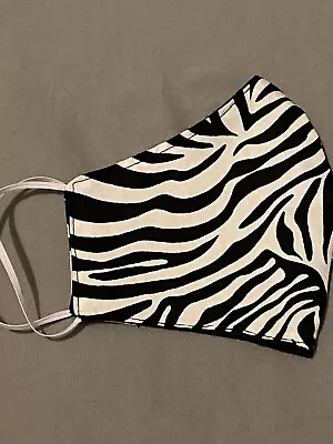 Zebra Animal Print Face MaskCoverReusable Shaped To Fit With Elastic Handmade • £3.99