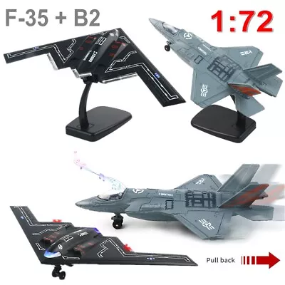 F-35 Fighter & B2 Bomber Army Fighter Diecast Model W/Sound Light Pull Back Toys • $24.96