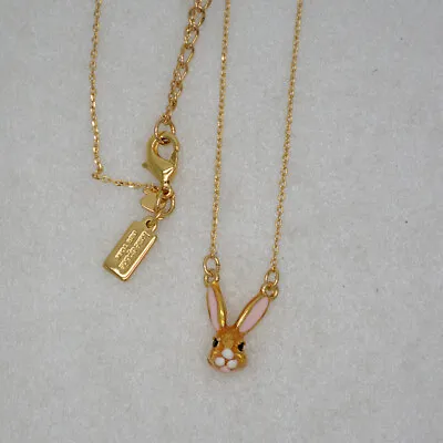 Kate Spade New York Jewelry Bunny Pendant Gold Plated Necklace Enamel Rabbit NWT • $13.99