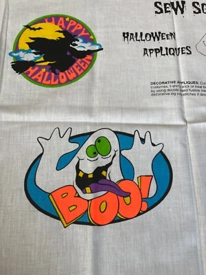 $10 • Buy Vtg. Halloween Fabric Decorative Applique Neon Colors, Black Cat, Witch, Dracula