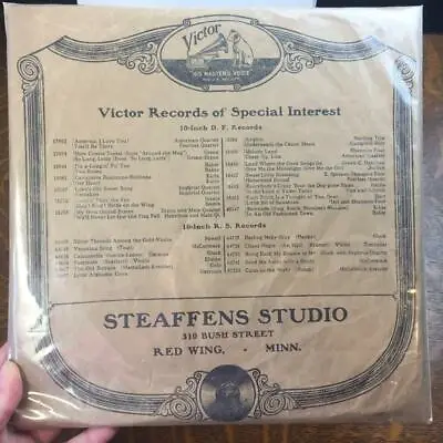 Vtg Victor Records STEAFFENS STUDIO Redwing MN EMPTY SLEEVE Bag Packaging Nipper • $14.99