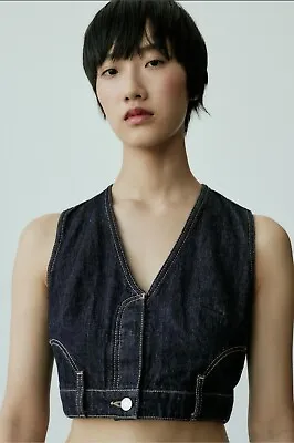 Zara Woman’s New Denim TRF Vest Size Medium M • $24.99