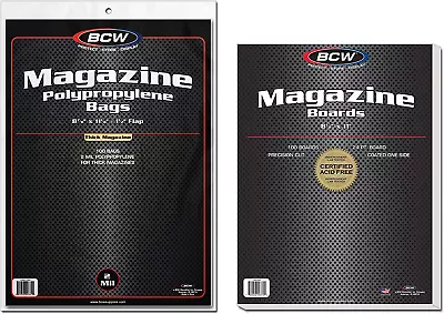 BCW Thick Magazine Bags And Backing Boards - 100 Ct • $35.99