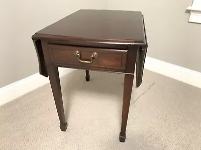 Vintage Mersman 'drop Leaf' Mahogany End Table With Drawer • $200