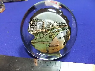 Victorian Glass Paperweight Sea Wall Parade Bridlington Scene Scenic • £15.99