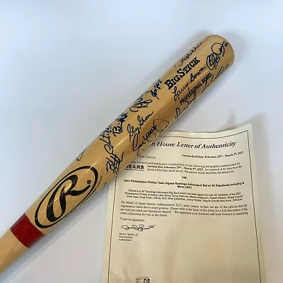 2001 Philadelphia Phillies Team Signed Baseball Bat 30 Sigs Scott Rolen JSA COA • $269.10