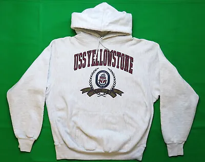 USS Yellowstone Vintage Hooded Sweatshirt 1990's Reverse Weave USA Military Navy • $80