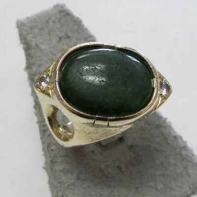 Estate 14k Men's Natural Untreated Green Jadeite Jade Ring Size 12  Make Offer • $3075