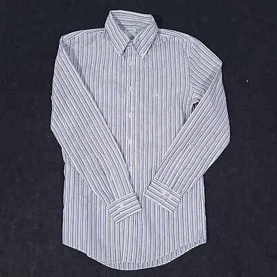 Brooks Brothers Milano Oxford Button Down Shirt Mens Small Blue Striped Non Iron • $23.99