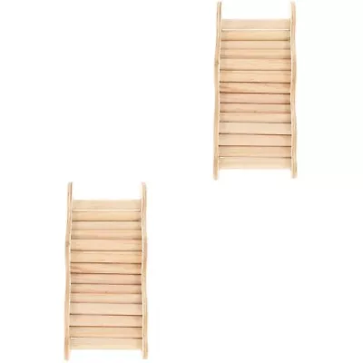  2 PC Parakeets Standing Wooden Animals Hamster Ladder Crawl • £14.28