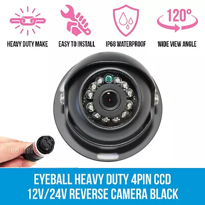 Black NTSC 4 PIN Dome CCD Color Rear View Reversing Camera 12/24v For Truck Van • $32.87