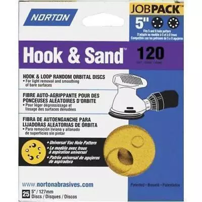 Norton 04060 Hook And Loop Sanding Discs 5  Dia. 120 Grit • $24.37