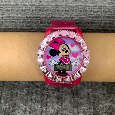 Disney Minnie Mouse Watch Girls Pink Sparkly Hearts Plastic MNH4051WM • $0.99