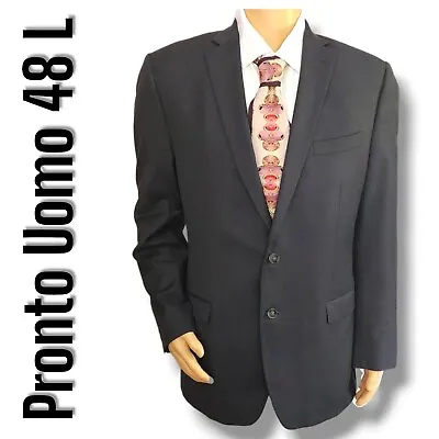 Pronto Uomo 48L Black Blazer Jacket 85% Wool 15% Polyester 2 Button RN#77219 • $42.99