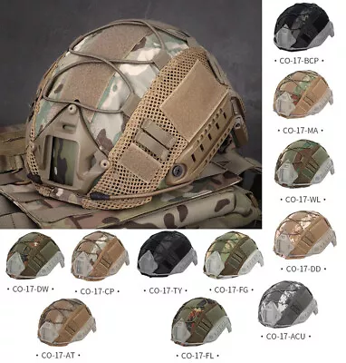 Tactical Nylon Net Cloth Fast Helmet Cover Skin W/Elastic Cord Hook Loop Sticker • £9.10