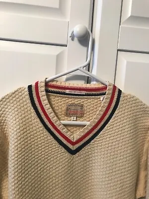 Gant Rugger Vintage Cricket Sweater Large (see Measurements) Cream Waffle Knit  • $74