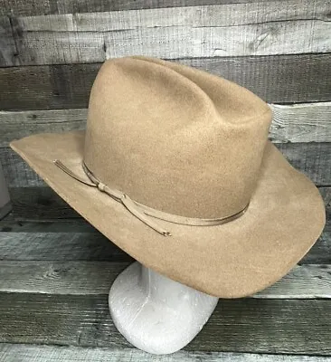 Vintage Beaver 5X Fur Felt Cowboy Brown Western Hat Size 6 7/8 • $70