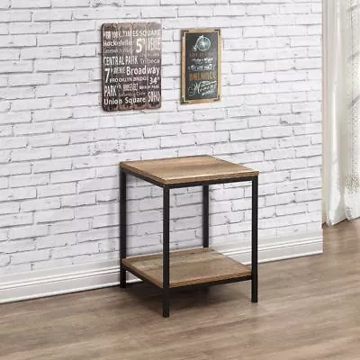 Lamp Table Urban Wood And Metal Rustic 50.5cm X 40cm X 40cm • £84.99