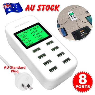 $24.95 • Buy 8 Port USB Hub Charging Station Desktop Power Adapter Multi Dock Phone Charger