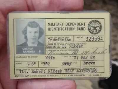 1954 Military Dependent Identification ID Card Air Force Photo W/ Fingerprints • $14.99