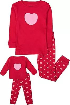 Leveret Girls' Hearts Matching Doll & Pajamas Set Red/Pink 6years • $26.99