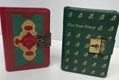 Lot Of 2 Vintage 5 Year Diaries Wih Locks 5 Year Diary  • $44.99