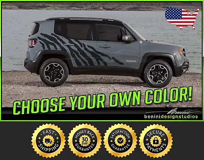 Zebra Splash Graphic Vinyl Decals Universal - FITS 2015 2016 2017 Jeep Renegade • $54.99