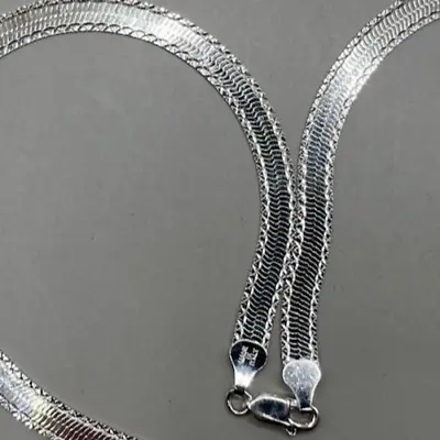 Milor 925 Sterling Silver Fancy Herringbone Link 5.5mm Chain Necklace 17   13gr • $25