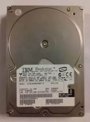 IBM Deskstar IC35L060AVER07-0 60GB 7200RPM 2MB 3.5 Inch ATA/100 Hard Disk Drive • £80