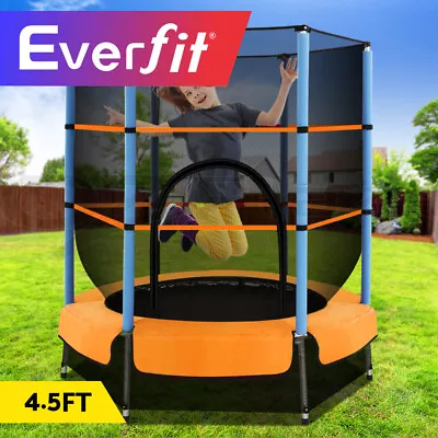 $95.95 • Buy Everfit Trampoline 4.5FT Kids Trampolines Cover Safety Net Pad Ladder Gift Round