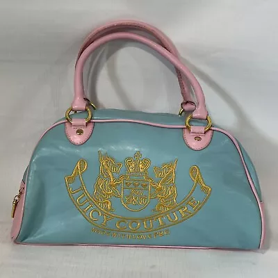 VTG Juicy Couture Powder Blue & Pink Handbag Made With Love P&G Purse Embroidery • $129.95