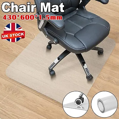 PVC Plastic Clear Non Slip Home Office Chair Desk Mat Floor Carpet Protector • £8.89