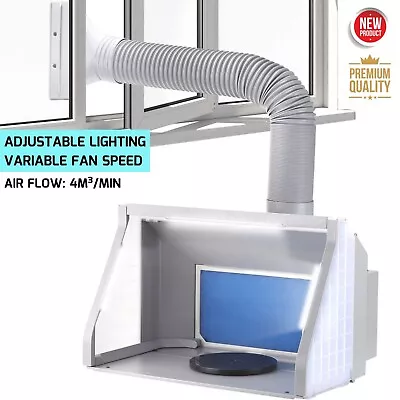 Portable Airbrush Paint Spray Booth LED Lights Turn Table For Model Craft Part • $369.17