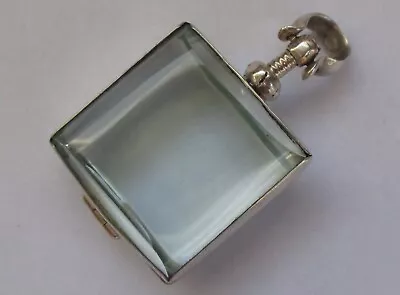 Vintage Mexico 925 Sterling Silver Square Glass Photo Locket Pools Of Light • $99