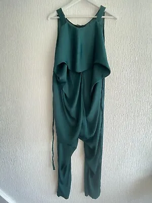£22.99 • Buy Bottle Green Silky Harem Jumpsuit Eur S Zara Playsuit Summer Holiday Festival